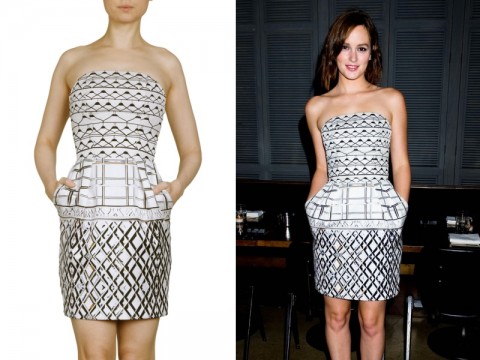 Leighton Meester με ασπρόμαυρο γεωμετρικό φόρεμα Mary Katrantzou