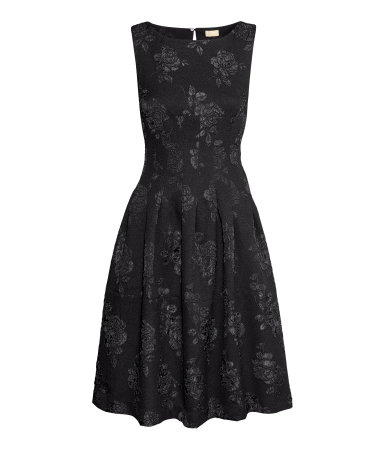 Μαύρο μπροκάρ φόρεμα 50s style H&M (59,95€)