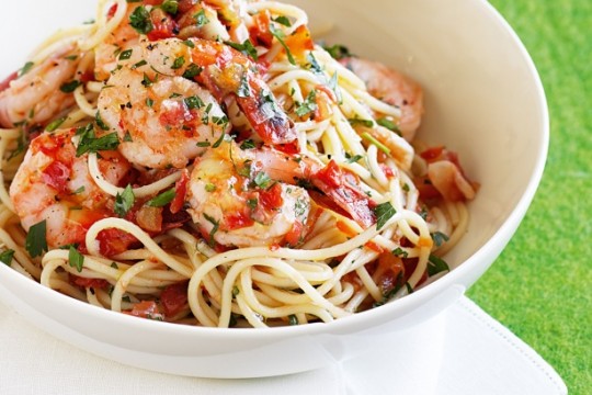 spaghetti-prawns