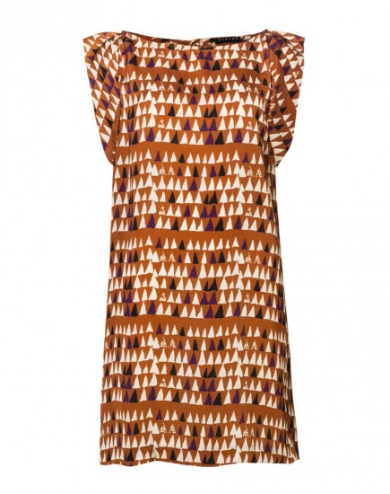 Φόρεμα με prints & βολάν στα μανίκια Sisley (39,95€)