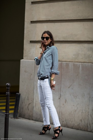 white-pants-blue-shirt