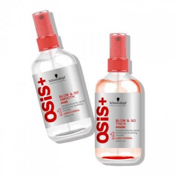 Schwarzkopf Professional OSiS+ Blow & Go σπρέι 2 σε 1 για στέγνωμα με πιστολάκι, που μειώνουν τον χρόνο στεγνώματος, χαρίζοντας ταυτόχρονα στα μαλλιά όγκο και απαλότητα. 