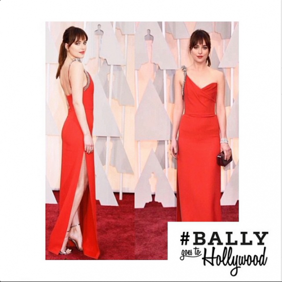 Dakota Johnson in Bally Sandals & Clutch