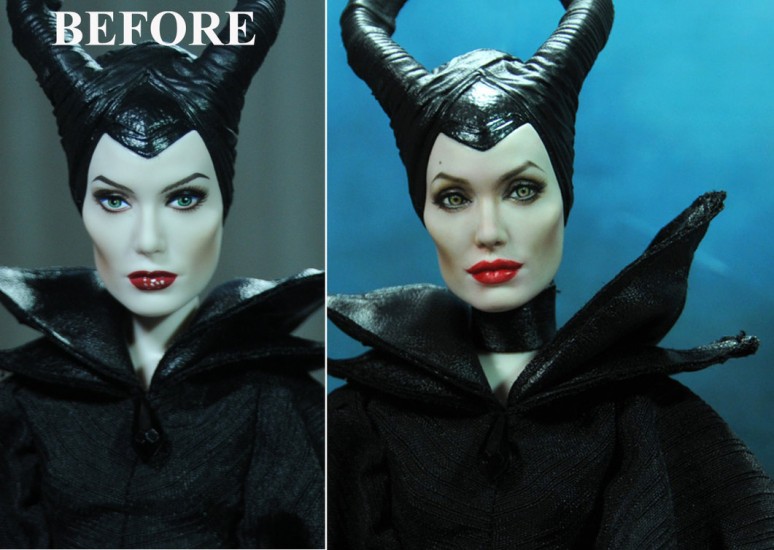 doll_repaint_angelina_jolie_maleficent_disney_vers_by_noeling-d833rn9