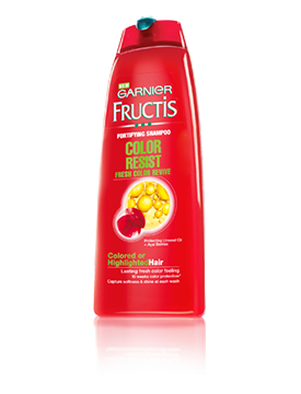 Fructis Color Resist: Δυναμωτικό σαμπουάν προστασίας χρώματος. Εμπλουτισμένο με Προστατευτικό έλαιο Λιναρόσπορου και καρπούς Acai, βοηθά να κλειδώσει καλύτερα τις χρωστικές.