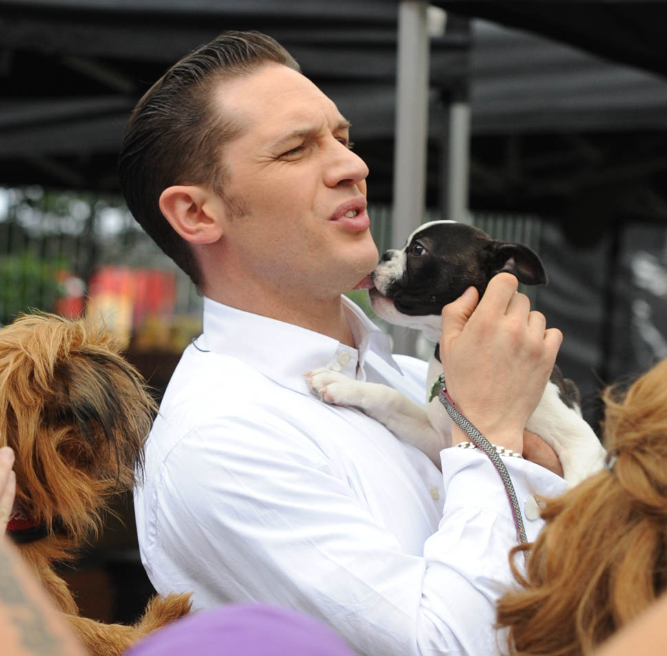 Tom Hardy and Emily Browning film scenes for the Kray brothers movie 'Legend'