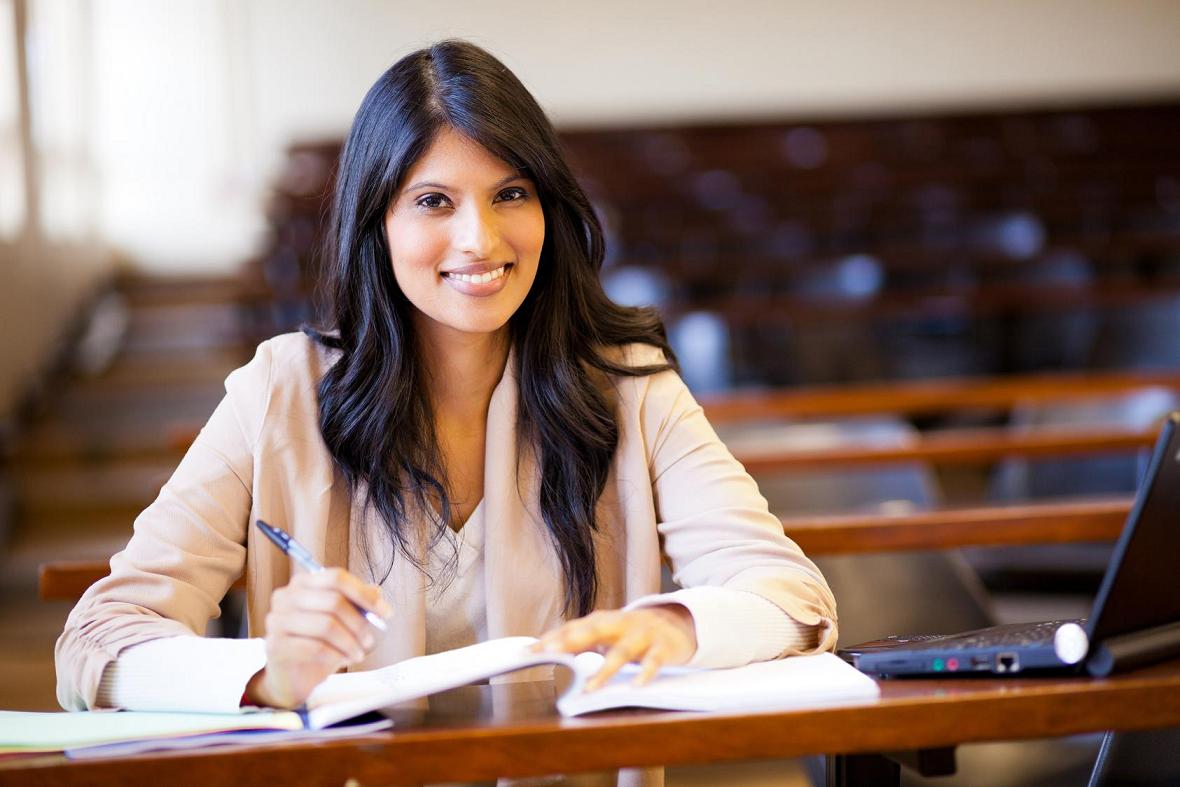 college girl in lecture hall