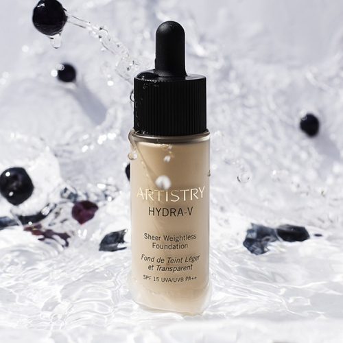 Artistry Hydra-V Sheer Weightless Foundation. For a fresh,dewy look,this is your go-to,go-and-glow,float-on finish. Lightweight,comforting and hydrated look with sheer to medium coverage.