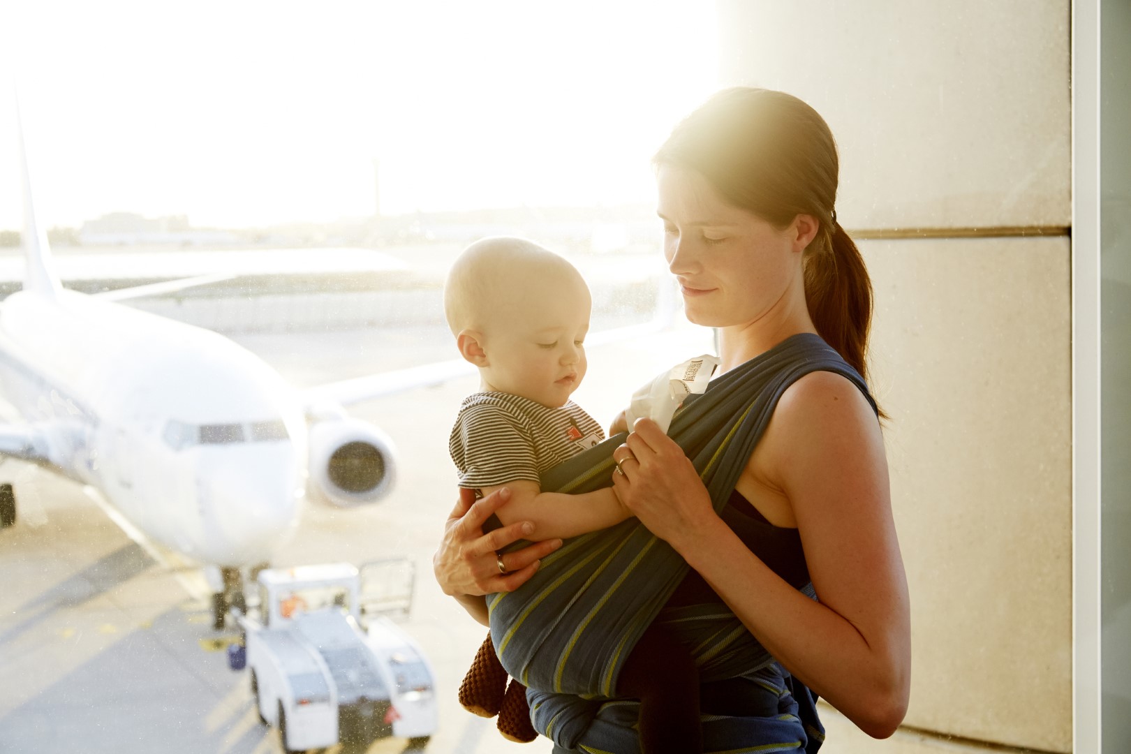 Mom with baby at airport